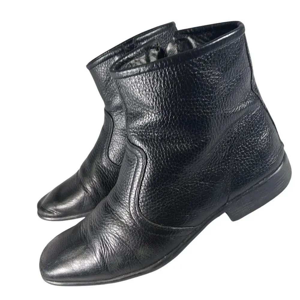 ALFARO! COLOMBIAN MADE BLACK GENUINE LEATHER NIPPED TOE ZIPPER BOOTS! SZ 7.5M